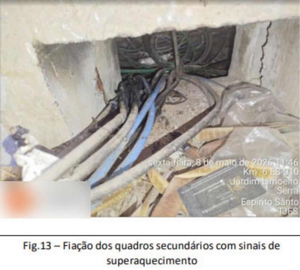 Fotos ocorrência de incêndios e superaquecimento em cabos elétricos no Arquivo Geral do TJES